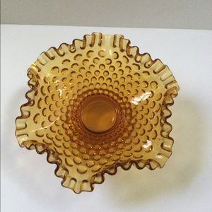 VTG Fenton Amber Hobnail Pattern Glass Candy dish